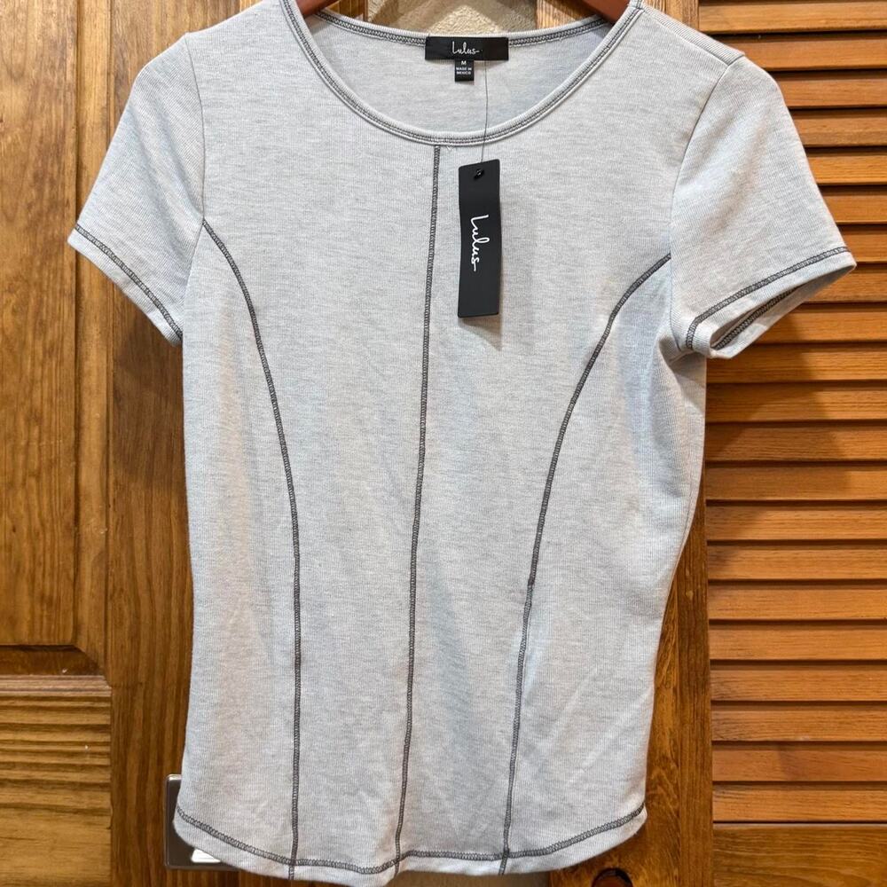 Lulus gray heathered short sleeve